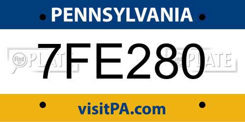 7FE280 Pennsylvania License Plate