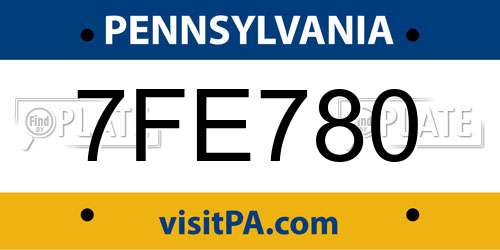 7FE780 Pennsylvania License Plate