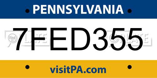 7FED355 Pennsylvania License Plate