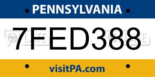 7FED388 Pennsylvania License Plate