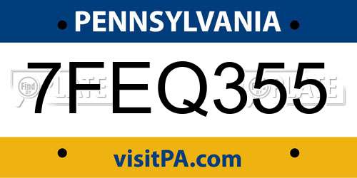 7FEQ355 Pennsylvania License Plate