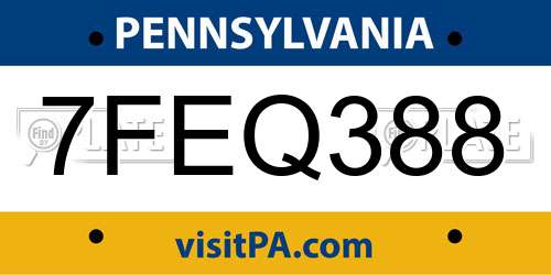 7FEQ388 Pennsylvania License Plate