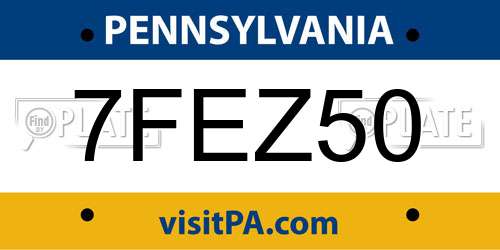 7FEZ50 Pennsylvania License Plate