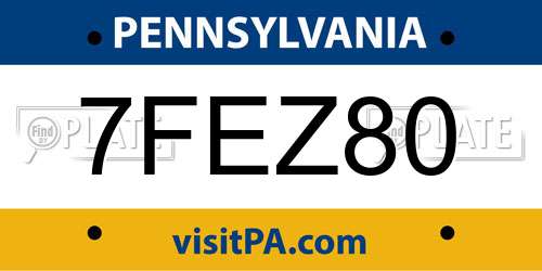 7FEZ80 Pennsylvania License Plate