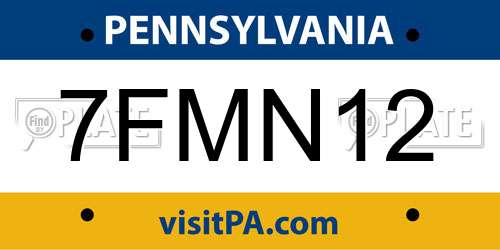 7FMN12 Pennsylvania License Plate