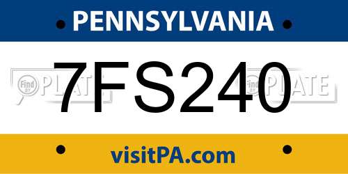 7FS240 Pennsylvania License Plate