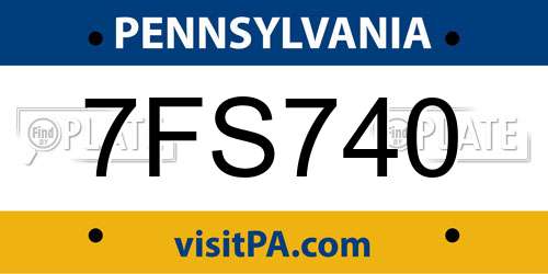 7FS740 Pennsylvania License Plate