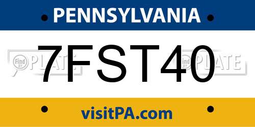 7FST40 Pennsylvania License Plate