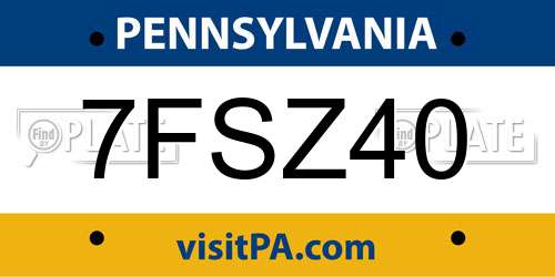 7FSZ40 Pennsylvania License Plate