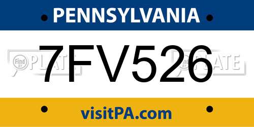 7FV526 Pennsylvania License Plate