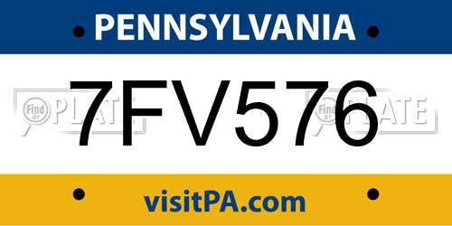 7FV576 Pennsylvania License Plate