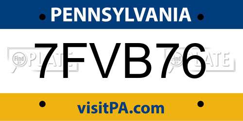 7FVB76 Pennsylvania License Plate