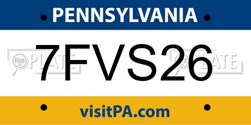 7FVS26 Pennsylvania License Plate