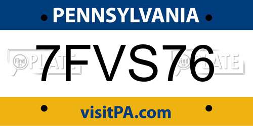 7FVS76 Pennsylvania License Plate