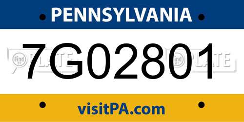 7G02801 Pennsylvania License Plate