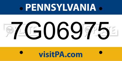 7G06975 Pennsylvania License Plate