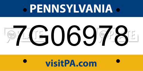 7G06978 Pennsylvania License Plate