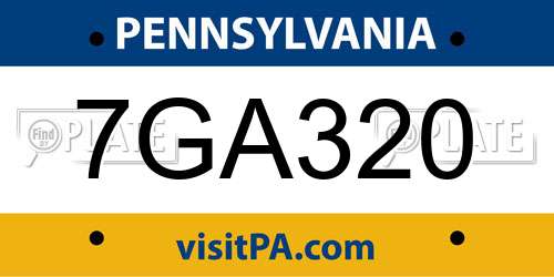 7GA320 Pennsylvania License Plate