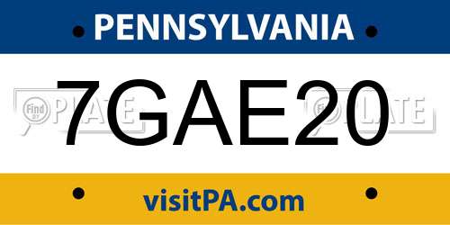 7GAE20 Pennsylvania License Plate