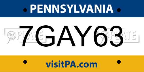 7GAY63 Pennsylvania License Plate