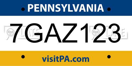 7GAZ123 Pennsylvania License Plate
