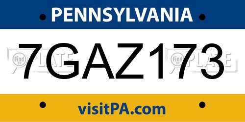 7GAZ173 Pennsylvania License Plate