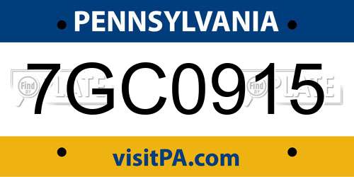 7GC0915 Pennsylvania License Plate