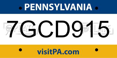 7GCD915 Pennsylvania License Plate