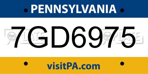 7GD6975 Pennsylvania License Plate