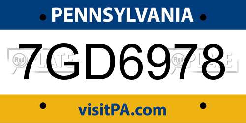 7GD6978 Pennsylvania License Plate