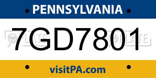 7GD7801 Pennsylvania License Plate