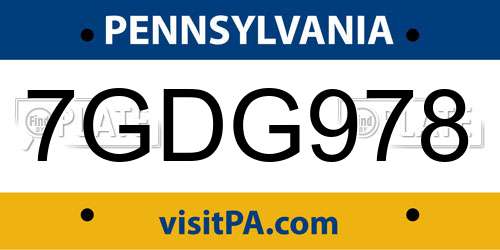 7GDG978 Pennsylvania License Plate