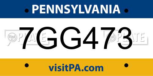7GG473 Pennsylvania License Plate