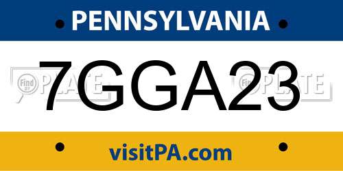 7GGA23 Pennsylvania License Plate