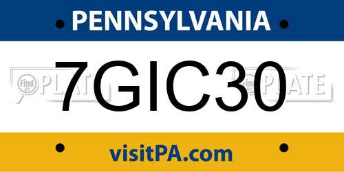 7GIC30 Pennsylvania License Plate