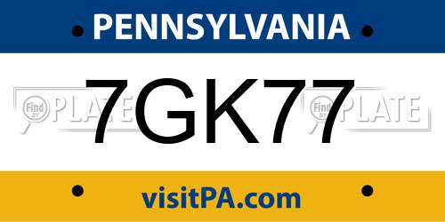 7GK77 Pennsylvania License Plate