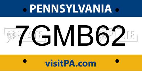 7GMB62 Pennsylvania License Plate
