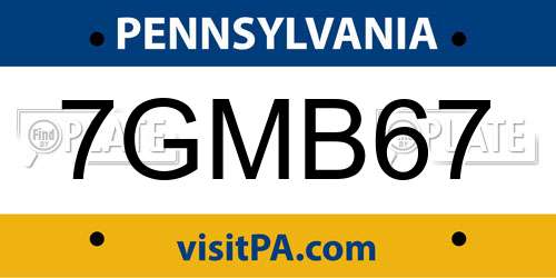 7GMB67 Pennsylvania License Plate