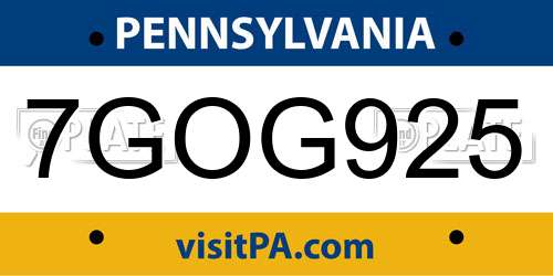 7GOG925 Pennsylvania License Plate