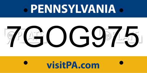 7GOG975 Pennsylvania License Plate