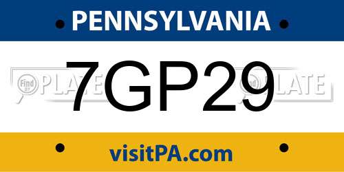 7GP29 Pennsylvania License Plate