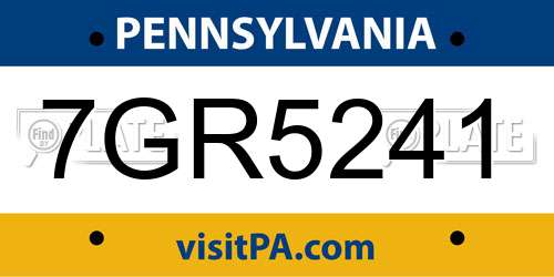 7GR5241 Pennsylvania License Plate