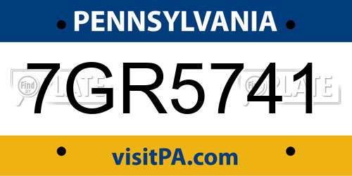 7GR5741 Pennsylvania License Plate