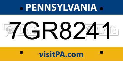 7GR8241 Pennsylvania License Plate