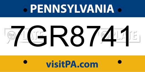7GR8741 Pennsylvania License Plate