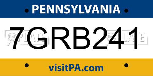 7GRB241 Pennsylvania License Plate