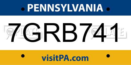 7GRB741 Pennsylvania License Plate