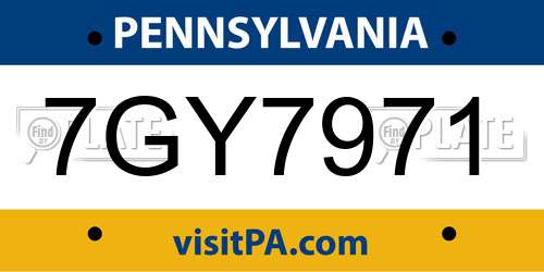 7GY7971 Pennsylvania License Plate