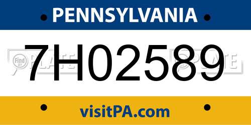 7H02589 Pennsylvania License Plate