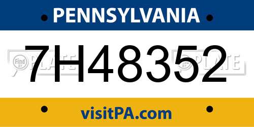 7H48352 Pennsylvania License Plate